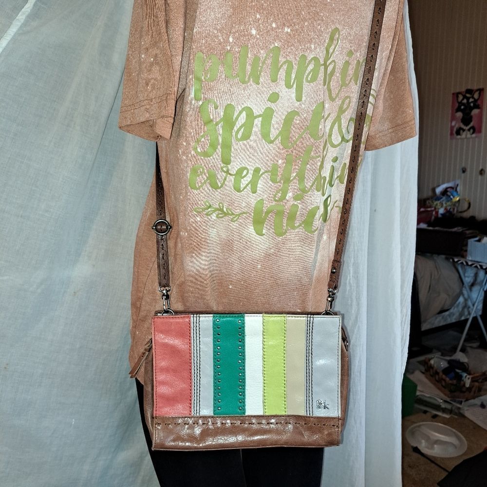The Sak Leather Crossbody Purse Medium Multicolor Bag
